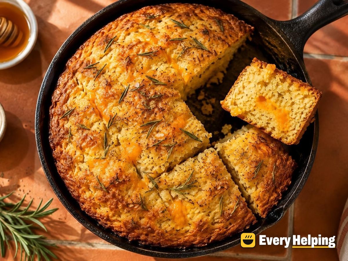 Rosemary Cheddar Skillet-Toasted Cornbread Loaf