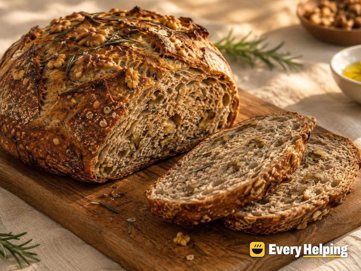 Rosemary Walnut Rye Sourdough Boule