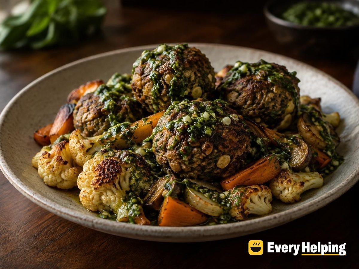 Lentil Meatballs with Lemony Basil Sauce