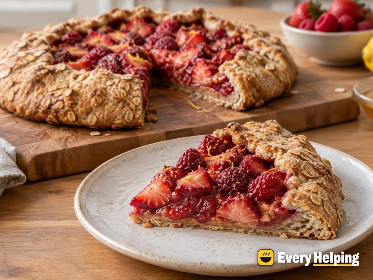 Raspberry Strawberry Oat Galettes with Honey