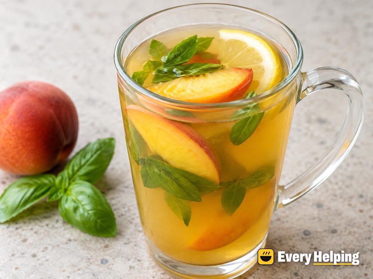 Hot Peach Basil Green Tea with Lemon