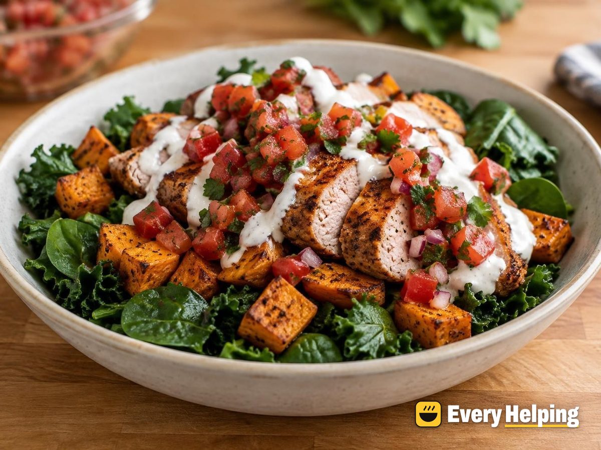 Smoky Spiced Pork Bowls over Greens