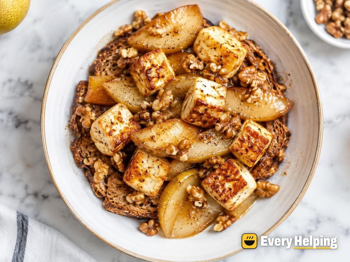 Golden Seared Paneer with Honey Pears