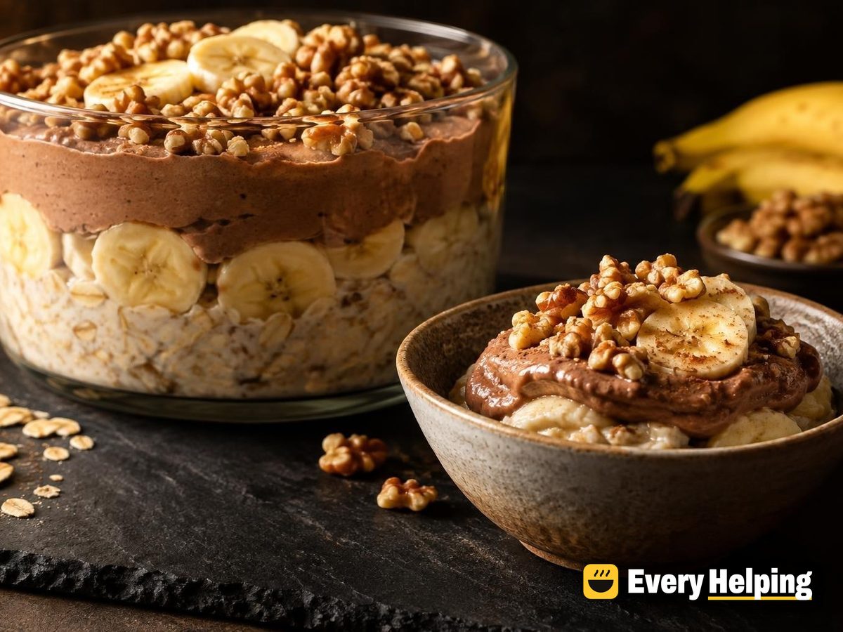 Chocolate Banana Tofu Mousse Overnight Oat Parfait