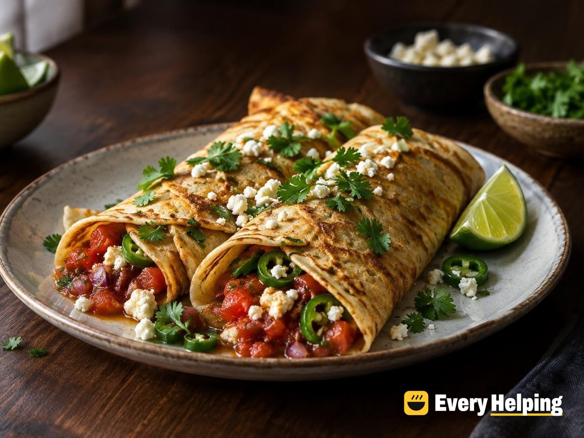 Oat Crêpes with Chile Tomatoes and Queso Fresco
