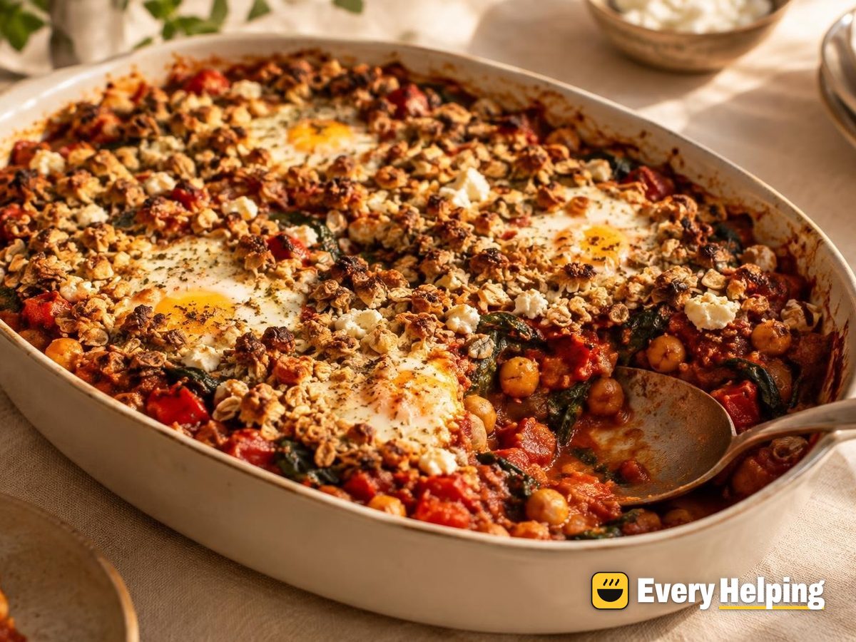 Smoky Chickpea Shakshuka Bake with Oat Crumb