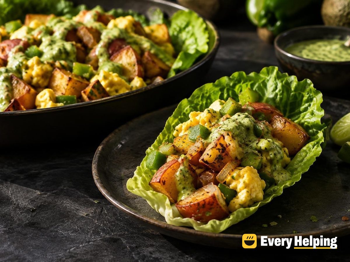 Crispy Potato and Egg Breakfast Lettuce Wraps