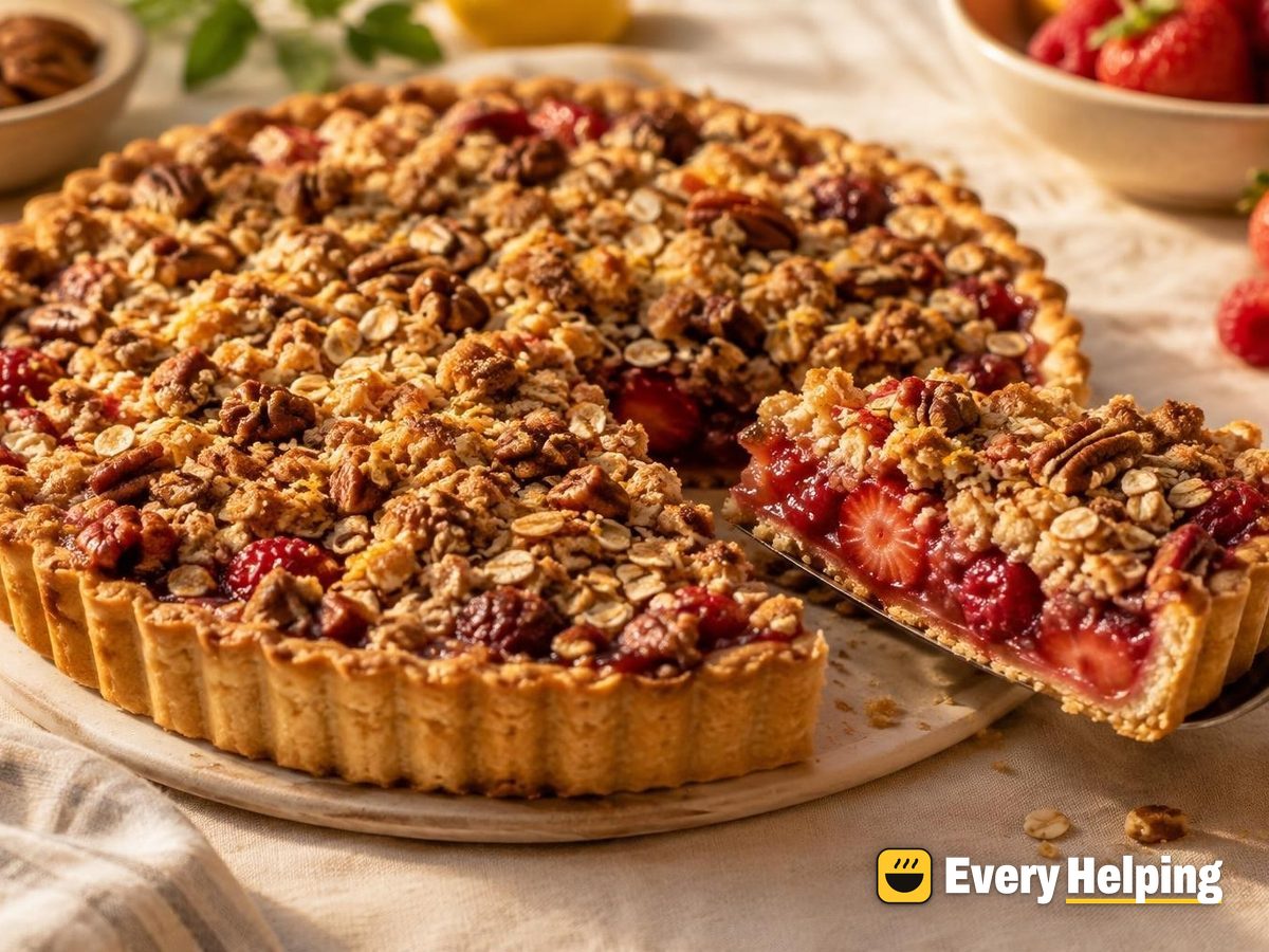 Raspberry Strawberry Crumble Tarts with Pecan Streusel