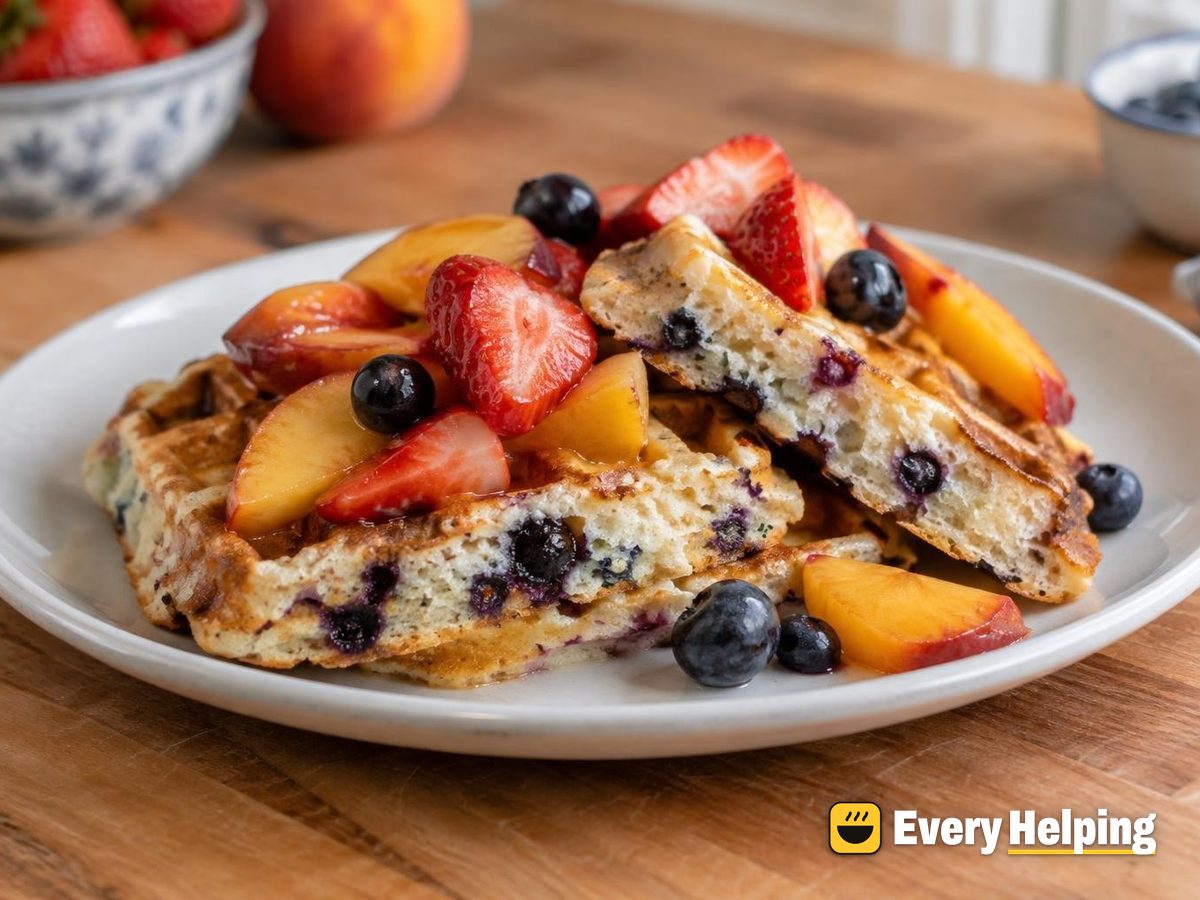Oven-Baked Blueberry Cottage Cheese Waffles