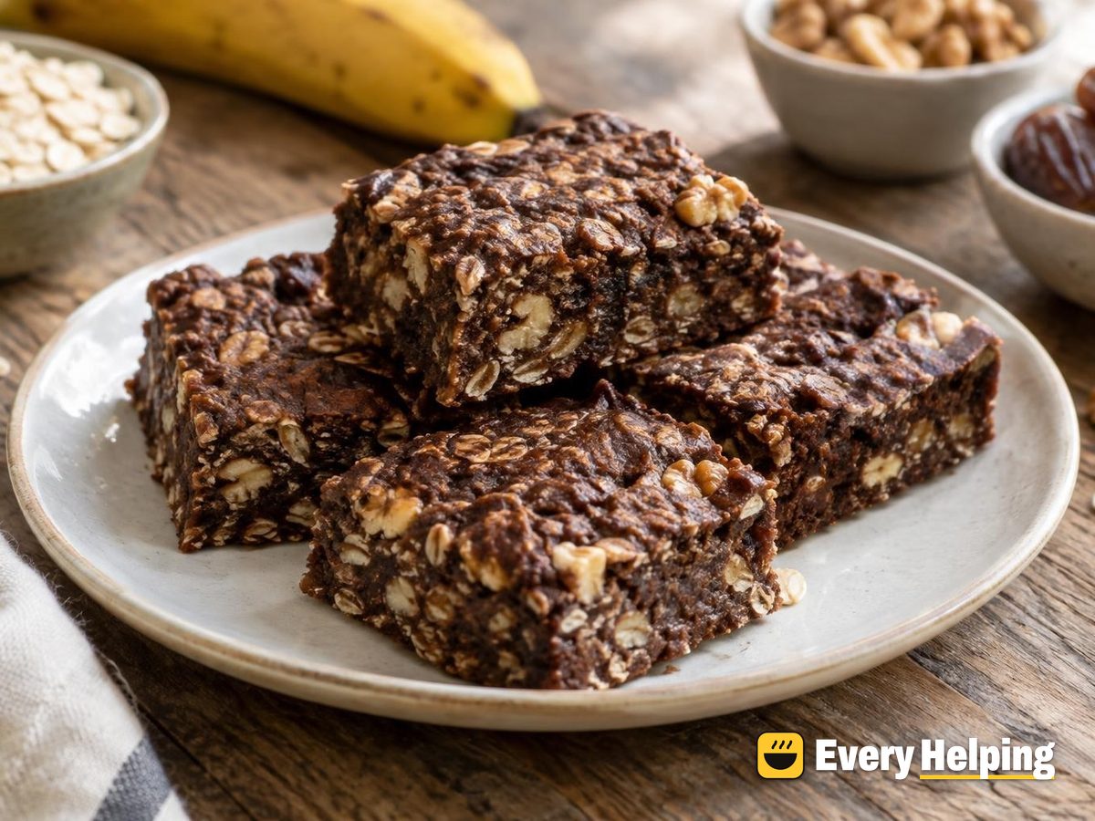 Cocoa Banana Walnut Pressed Oat Bars