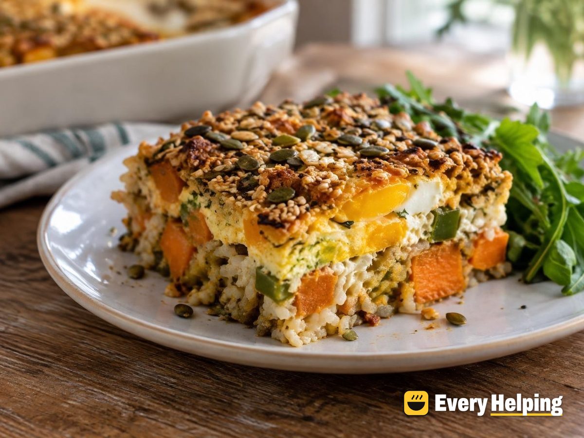 Sweet Potato, Egg and Rice Breakfast Bake
