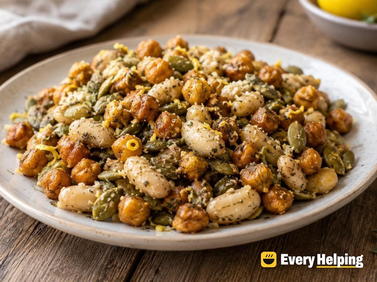 Garlic Herb Chickpea, Cannellini and Pepita Crunch