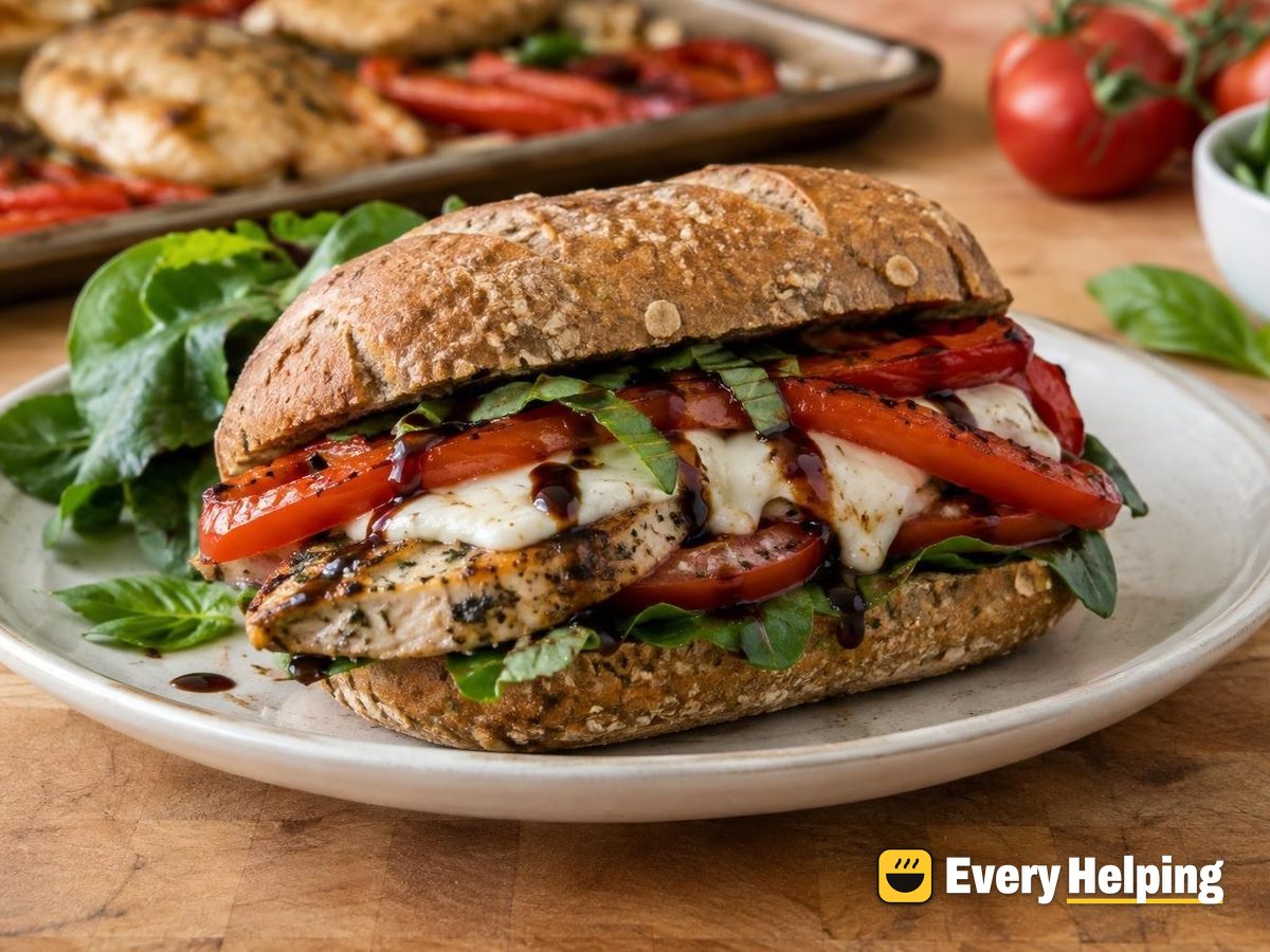 Cold Roast Chicken Caprese Rolls with Peppers