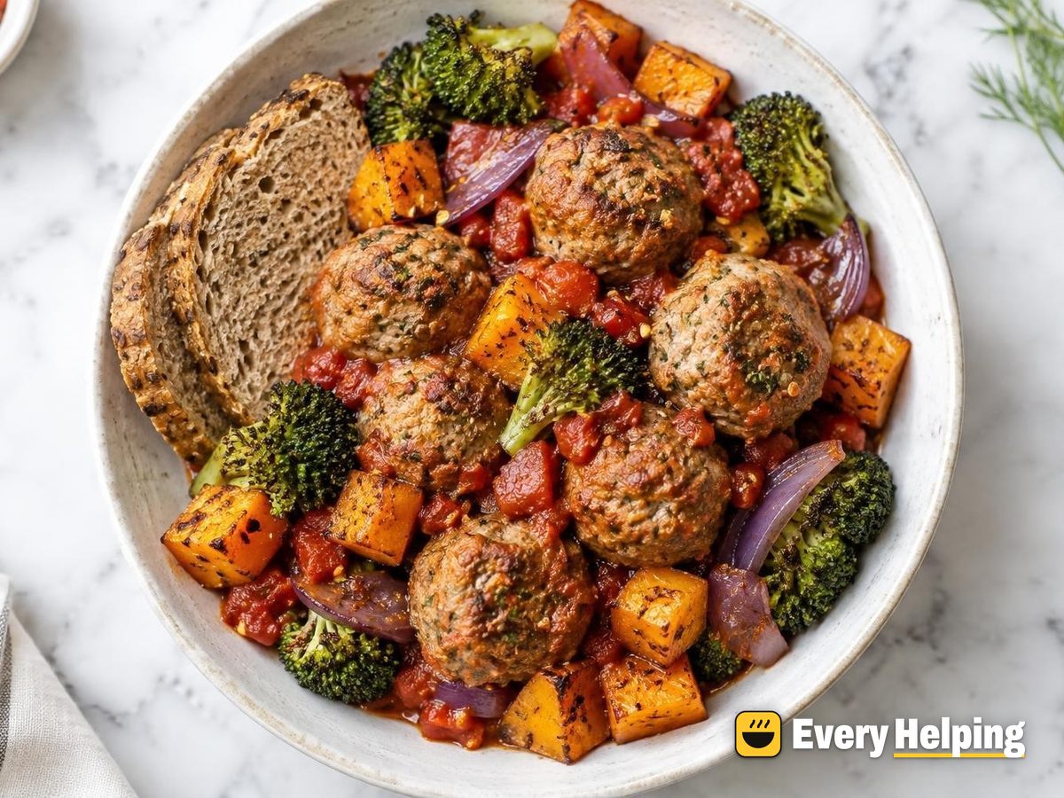 Fennel-Spiced Pork Meatballs with Roasted Squash