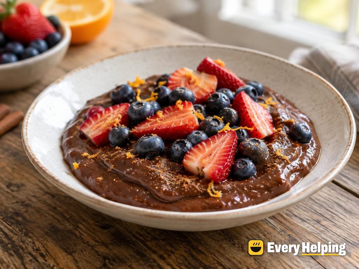 Cinnamon Orange Chocolate Pudding with Berries